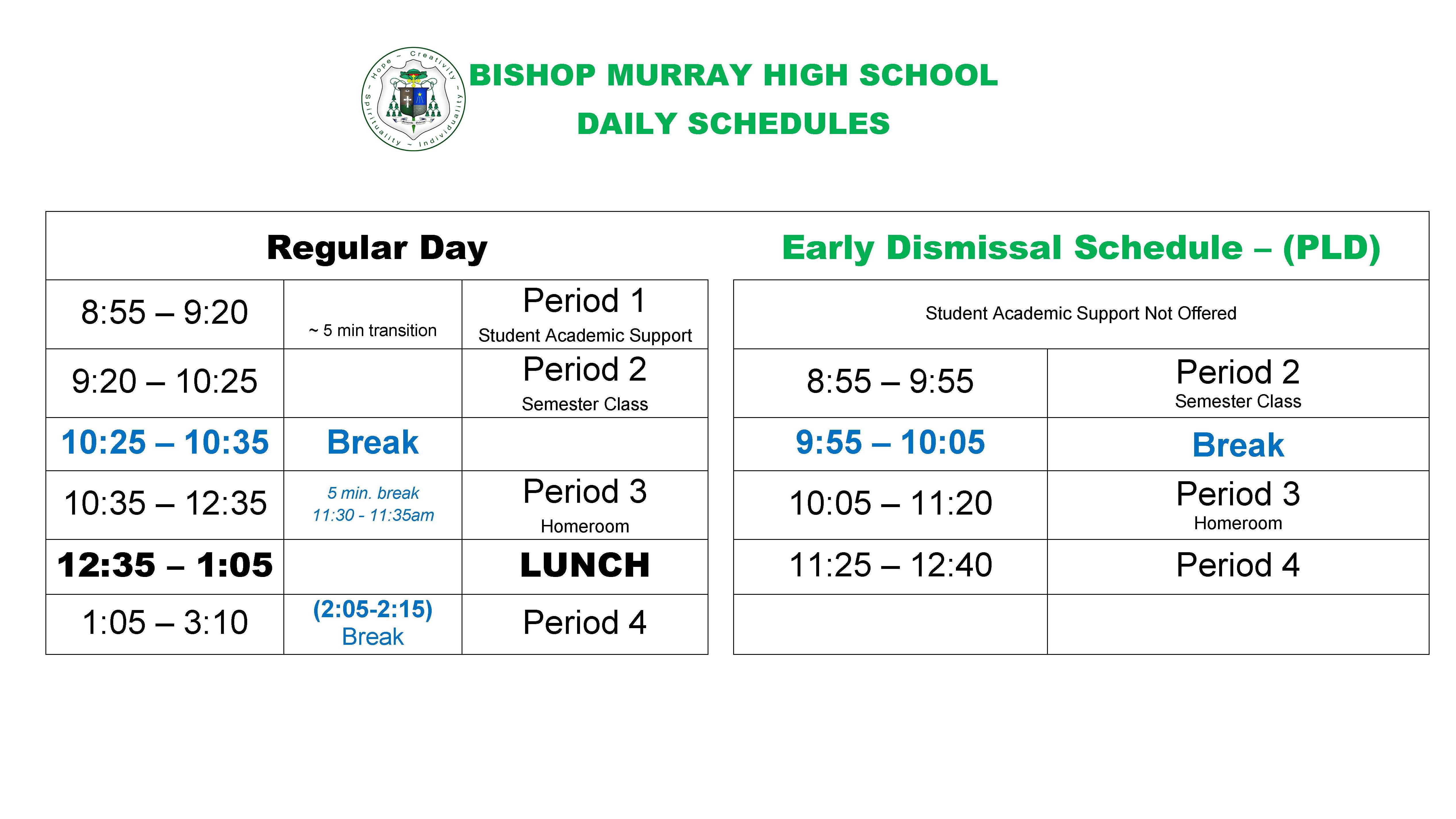 BMH Daily Schedule S2