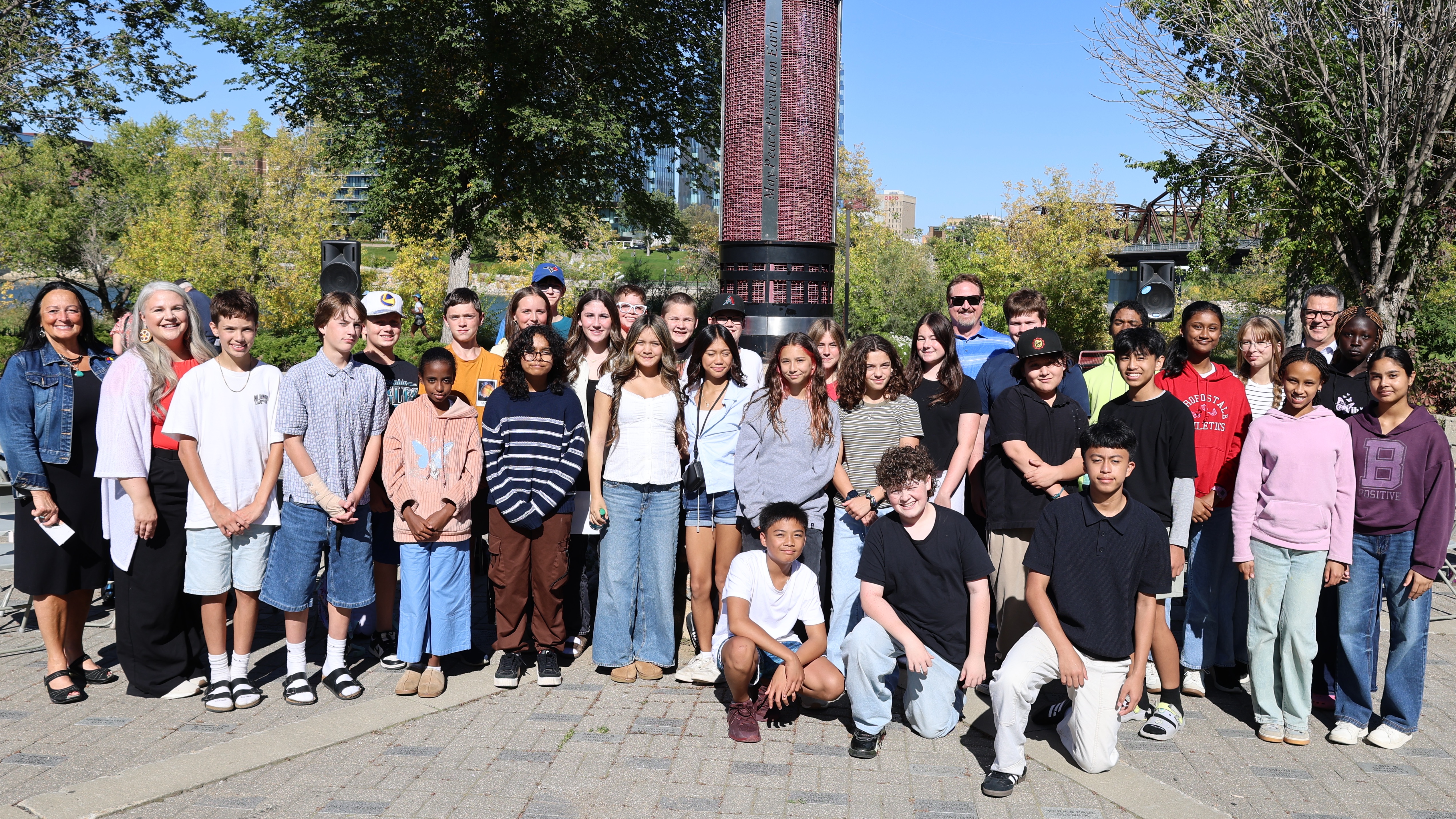 St. Anne School Grade 8 class at Rotary Park Peace Plaza