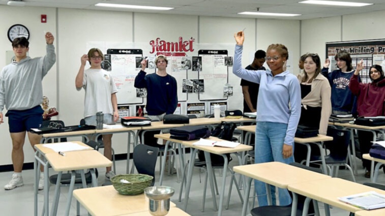 Holy Cross students hold a classroom conclave